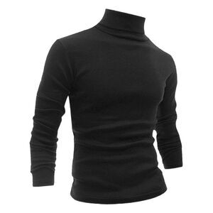 Black Turtleneck Top Slim Fit Long Sleeve Pullover Turtle Neck Shirt